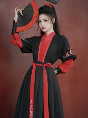 Embroidered Mandarin Collar Half-Sleeve Couple's Outfit