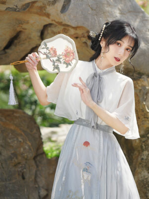 New Summer Style Hanfu Dress Including Sun Protection Shawl Sets