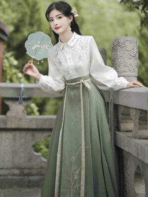 Embroidered Han Elements Long Sleeve + Horse-faced Skirt