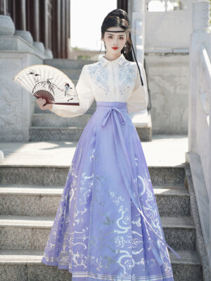 Original Chinese-Style Heavy-Duty Purple Horse-Face Skirt